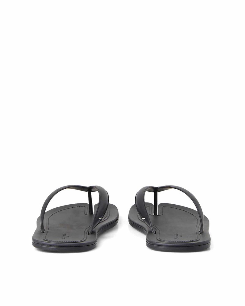 Maison Margiela Tabi Flip Flops Sandals - Black Leather