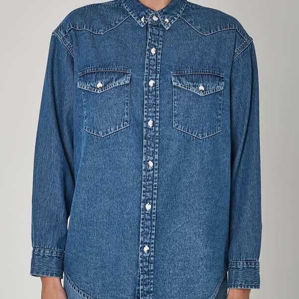 Rollas Western Denim Shirt - Blue 