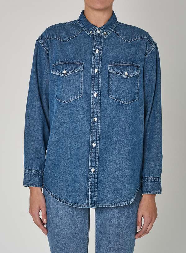 Rollas Western Denim Shirt - Blue 