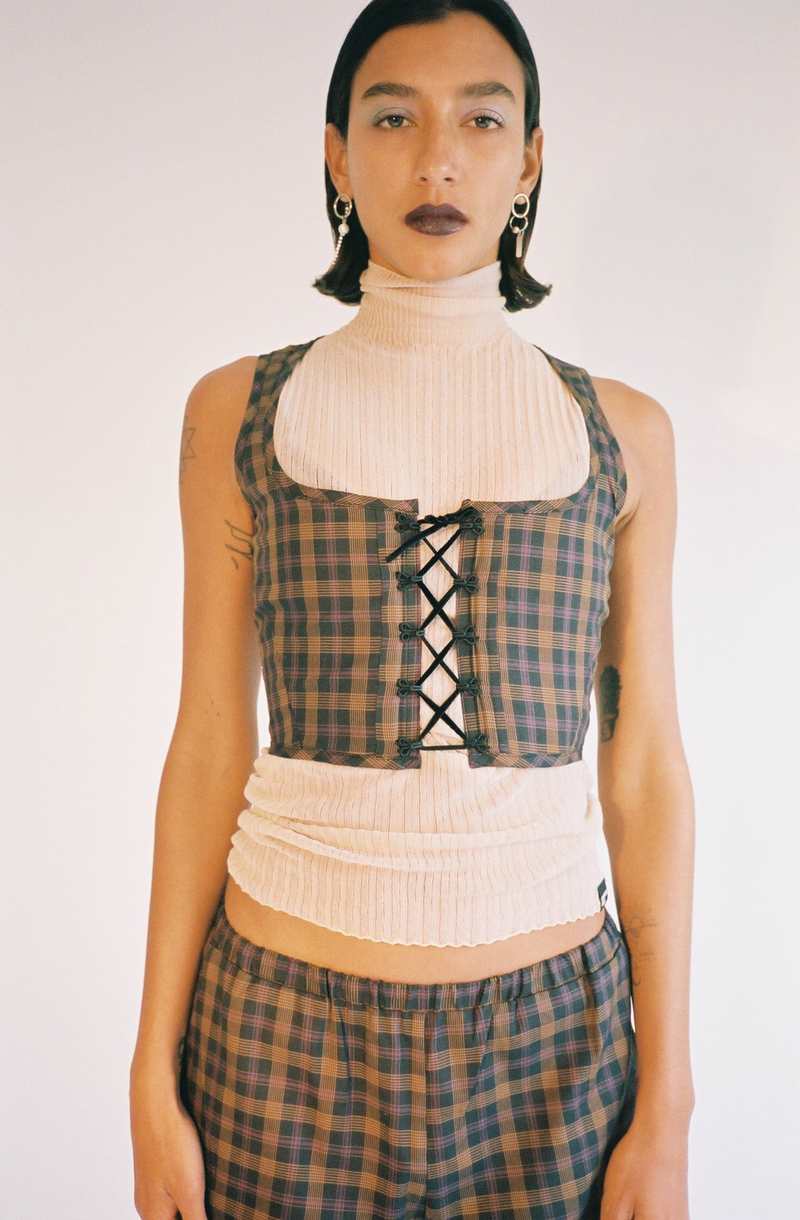 plaid bustier top