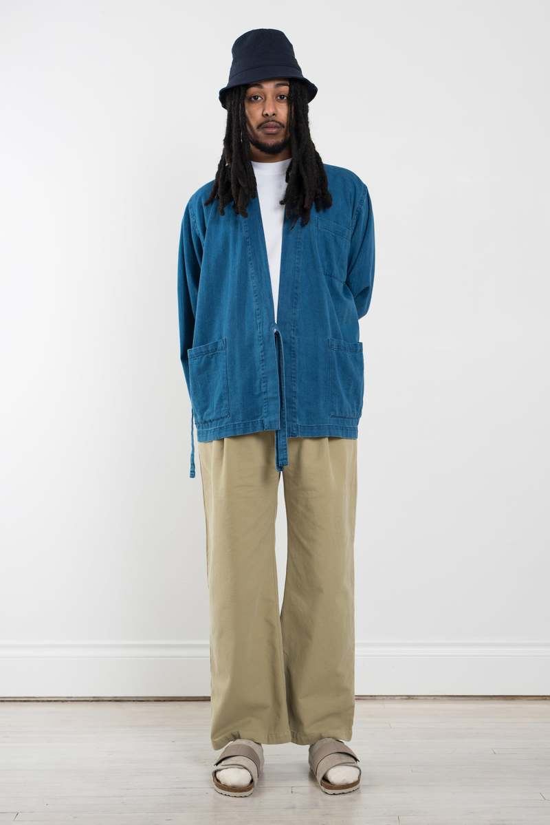 Universal Works Kyoto Work Jacket - Washed Indigo Herringbone