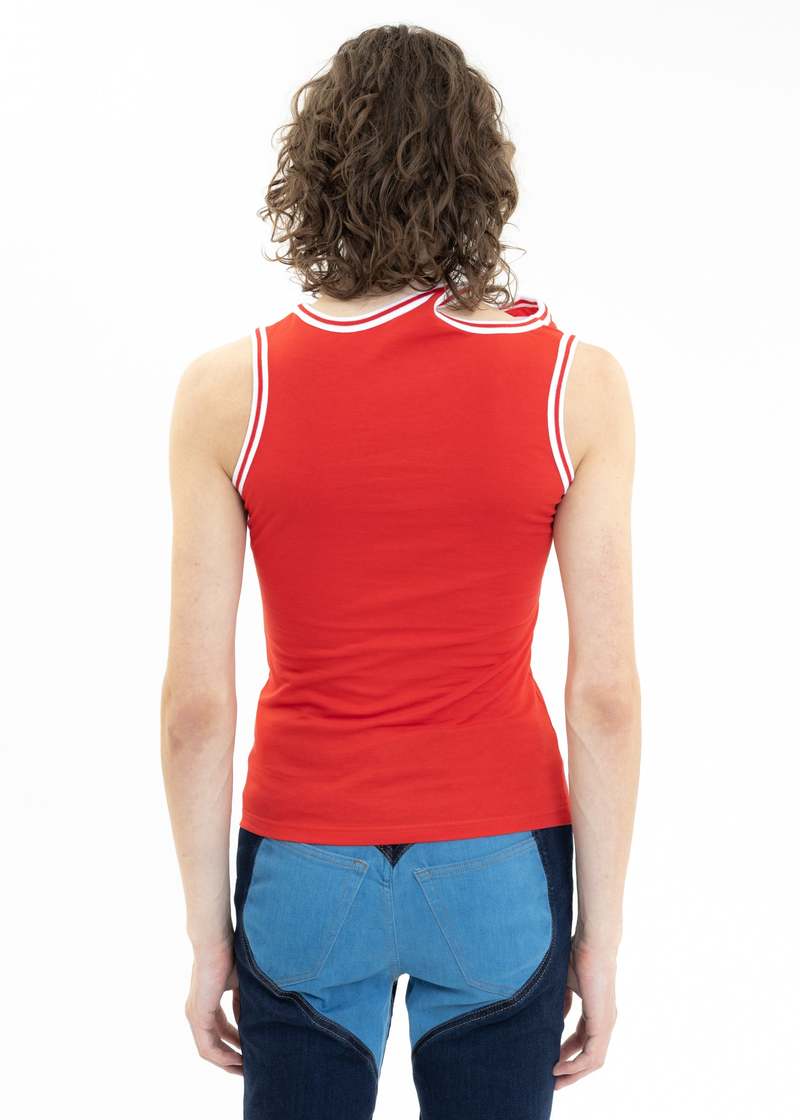 Y/PROJECT X FILA THREE COLLAR Tank Top - Red | Garmentory