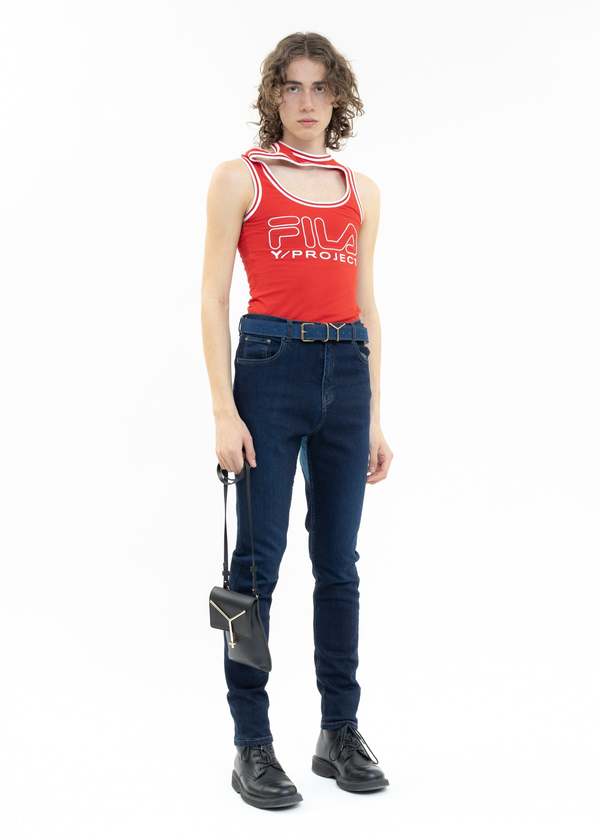 Y/PROJECT X FILA THREE COLLAR Tank Top - Red | Garmentory