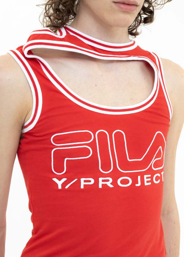y/proje×FILA タンクトップ Y/PROJECT X FILA THREE COLLAR Tank Top - Red | Garmentory