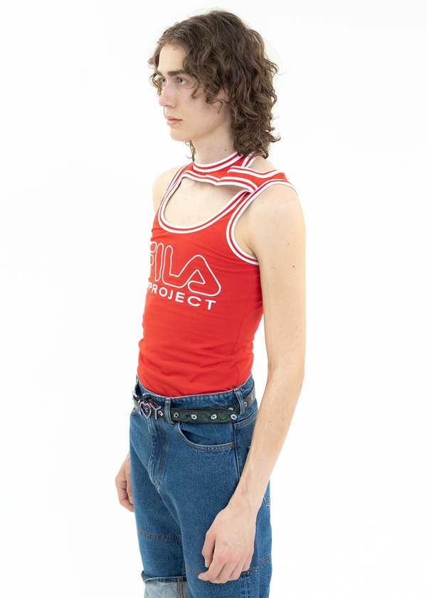 Y/PROJECT X FILA THREE COLLAR Tank Top - Red | Garmentory