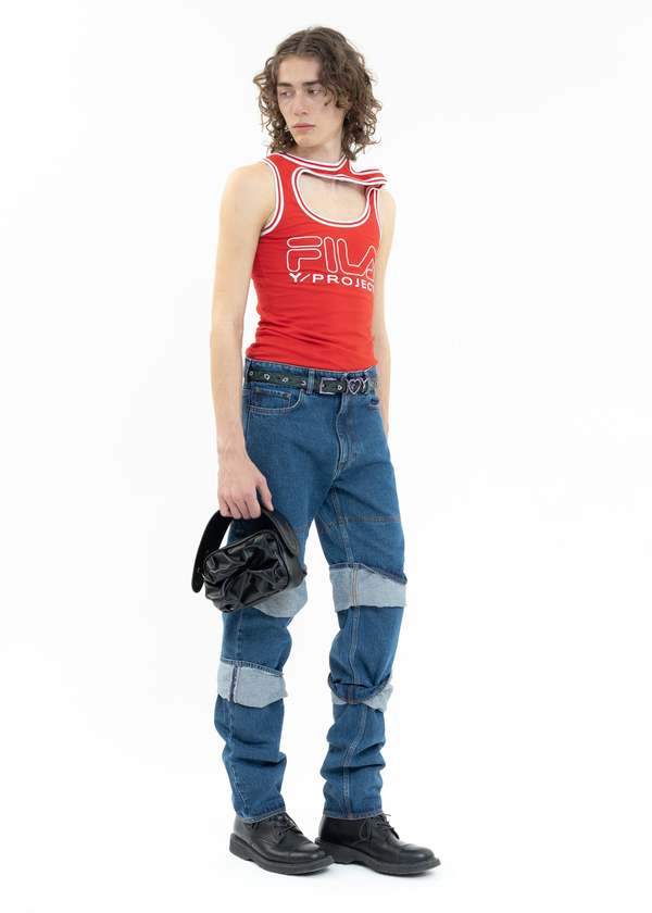 Y/PROJECT X FILA THREE COLLAR Tank Top - Red | Garmentory
