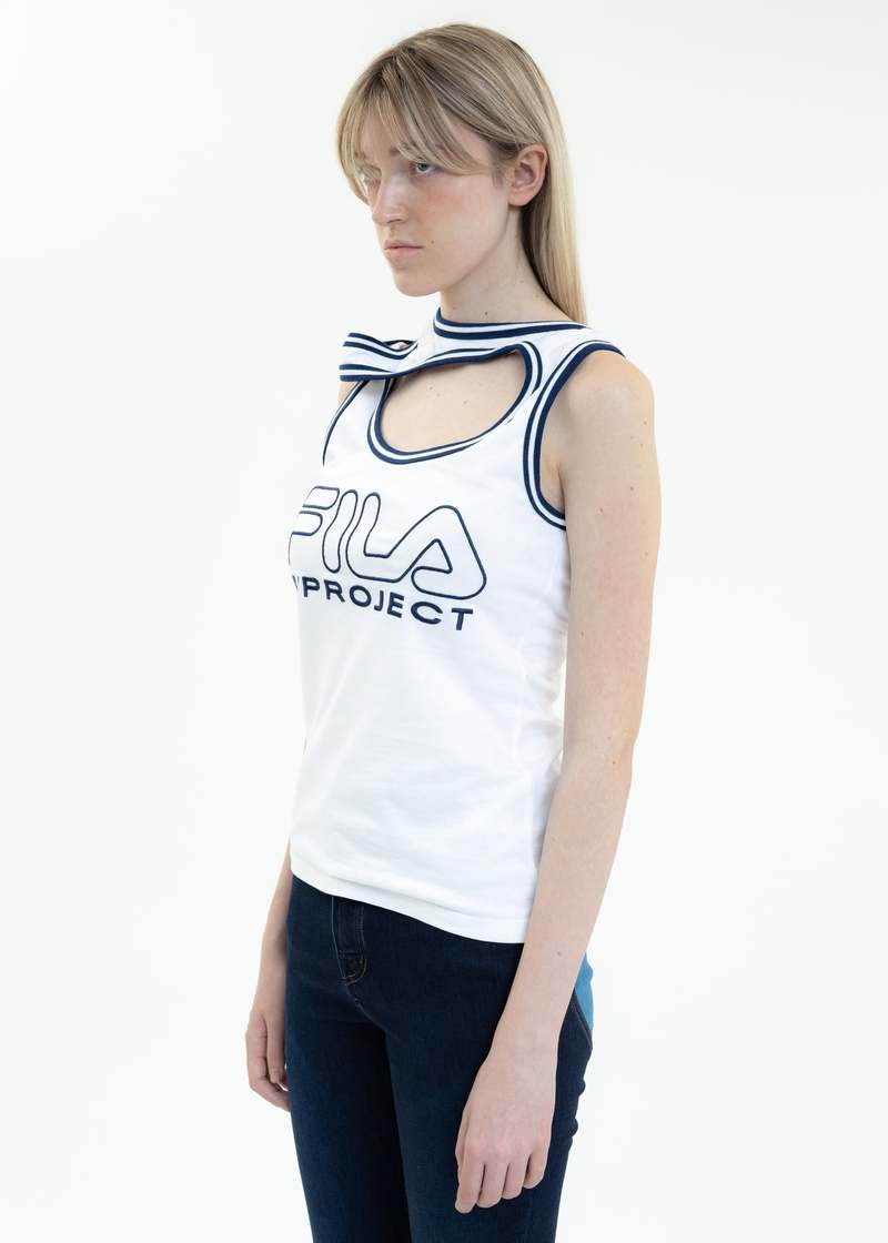 Y/PROJECT X FILA THREE COLLAR Tank Top - White | Garmentory