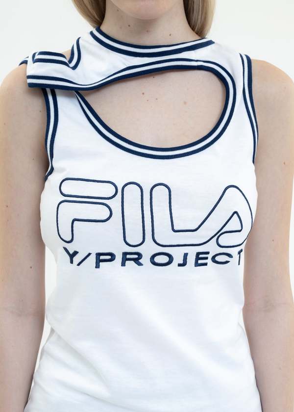 Y/PROJECT X FILA THREE COLLAR Tank Top - White | Garmentory