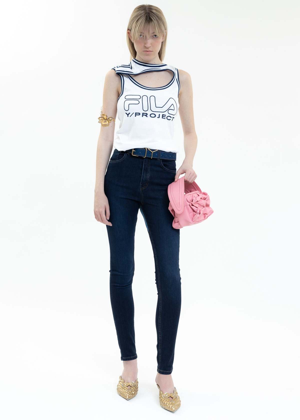 y/project タンクトップthree collar Y/Project Black Ribbed Triple Collar Tank Top Size Unisex M