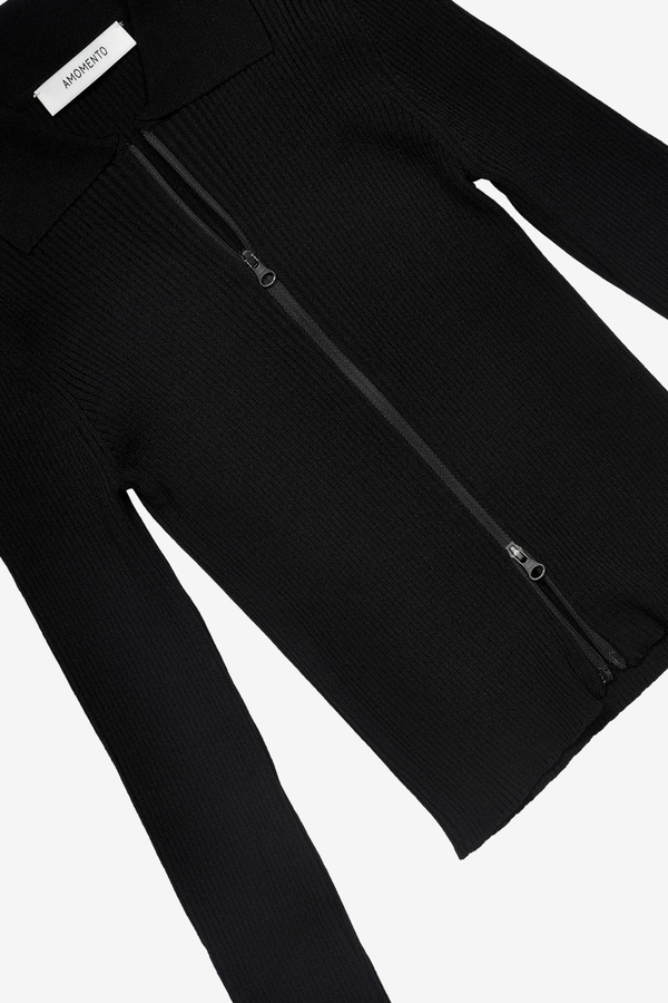 【AMOMENTO】RIB 2way zipup cardigan AMOMENTO Rib Two Way Zip-Up Cardigan | Garmentory