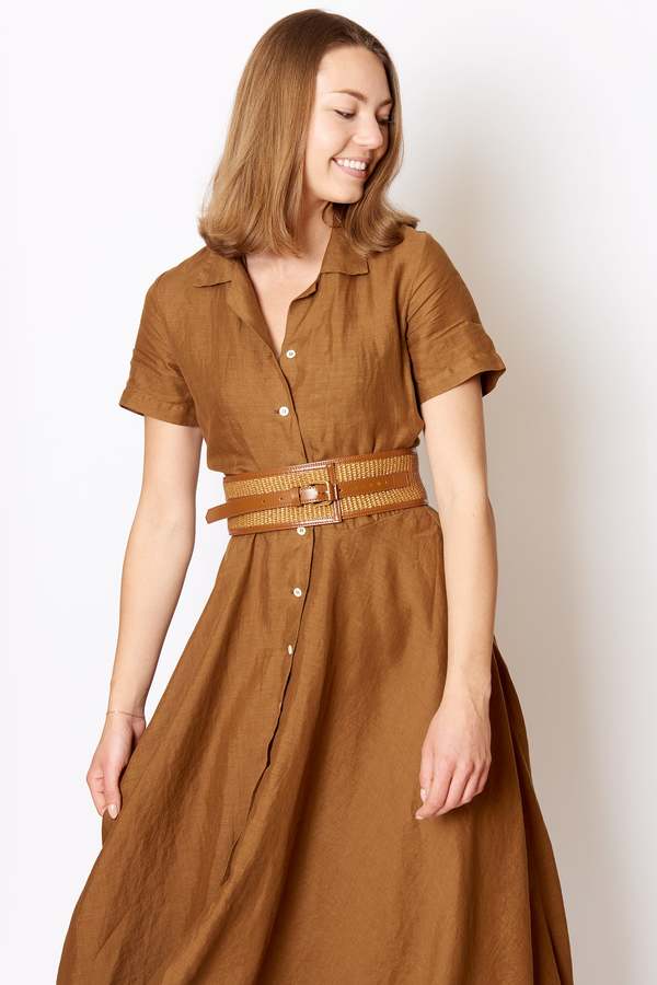 linen resort dress Black Linen Side-Slit Dress S main image 0
