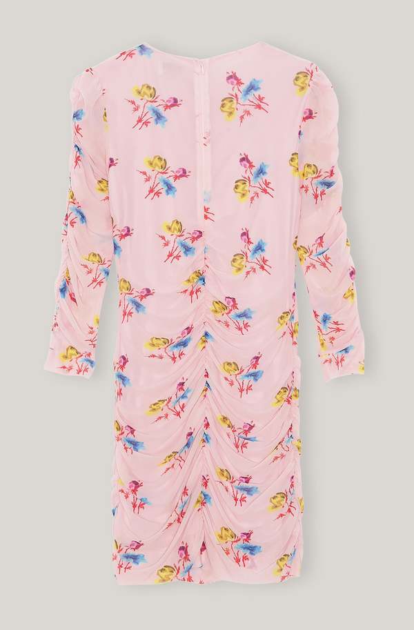 Ganni Printed Mesh Dress - Light Lilac | Garmentory