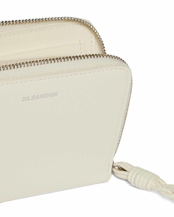 Jil Sander Zip Around Leather Wallet - Cream | Garmentory