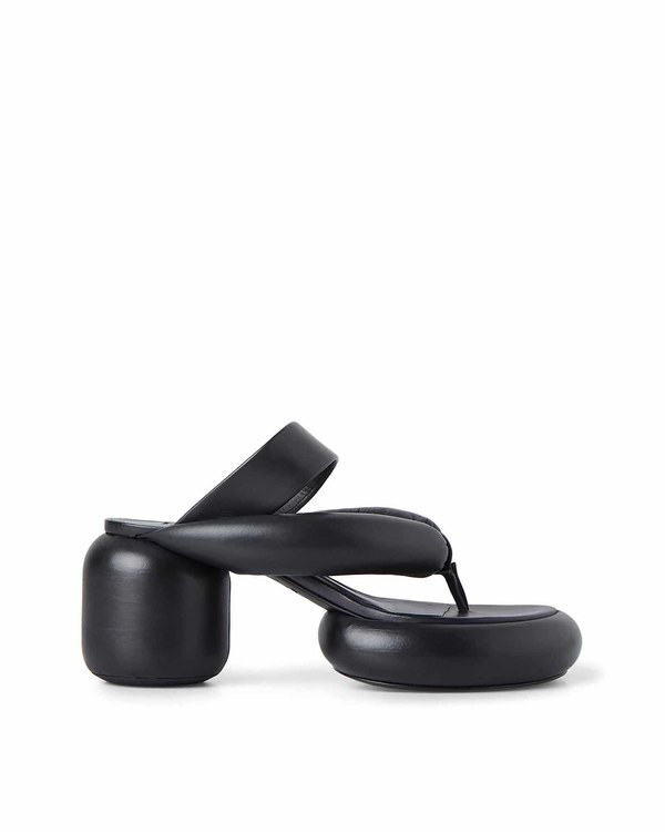 Jil Sander Block Heeled Leather Sandals - Black | Garmentory