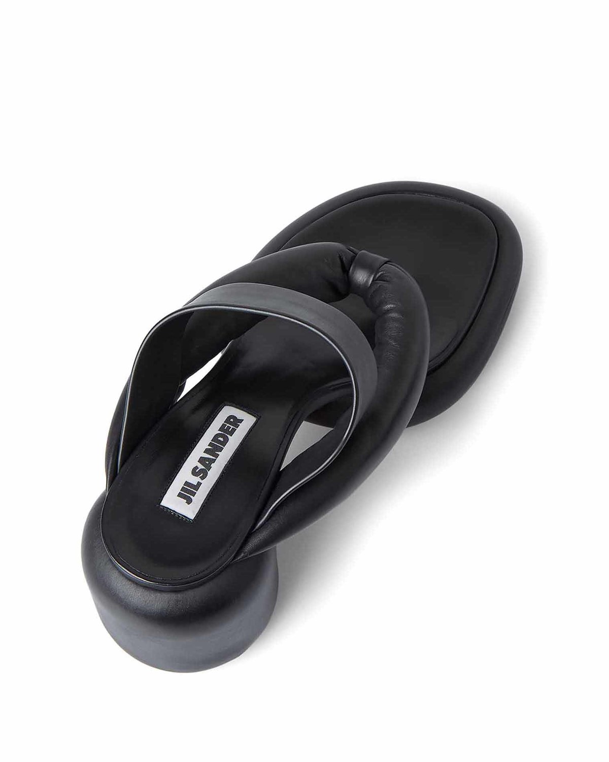 Jil Sander Block Heeled Leather Sandals - Black | Garmentory