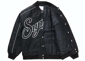Supreme Contrast Script Varsity Jacket - Black | Garmentory