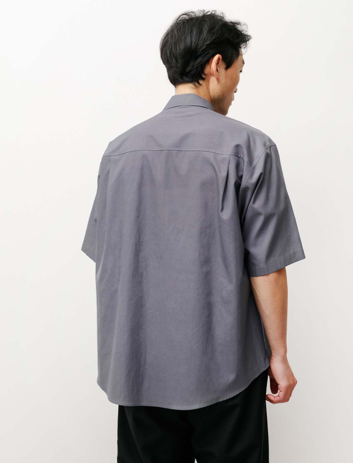 トップス auralee washed finx twill ss shirt WASHED FINX TYPEWRITER OPEN COLLAR HALF SLEEVED SHIRT