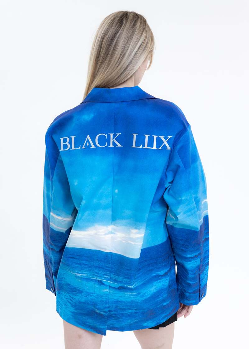 Black Lux Water Printed Blazer - Multi 