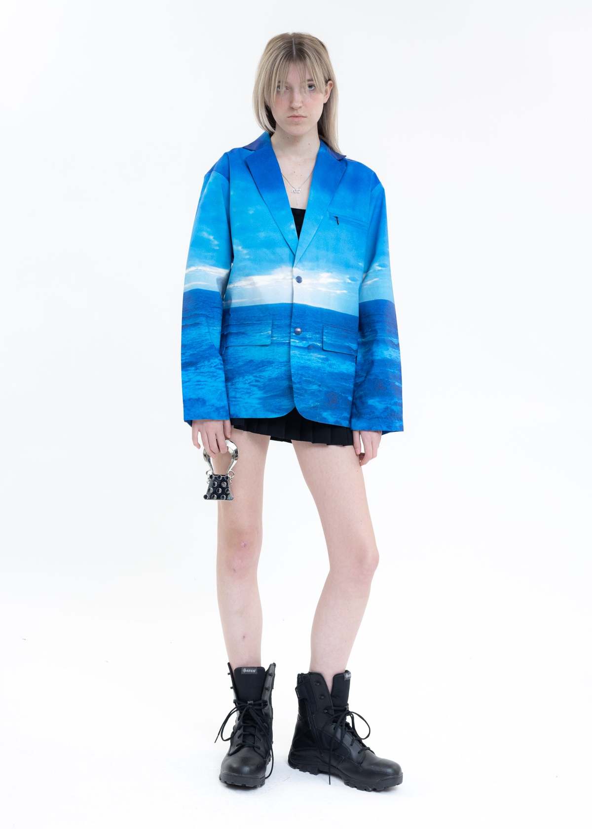 Black Lux Water Printed Blazer - Multi  - Image 1 of 5