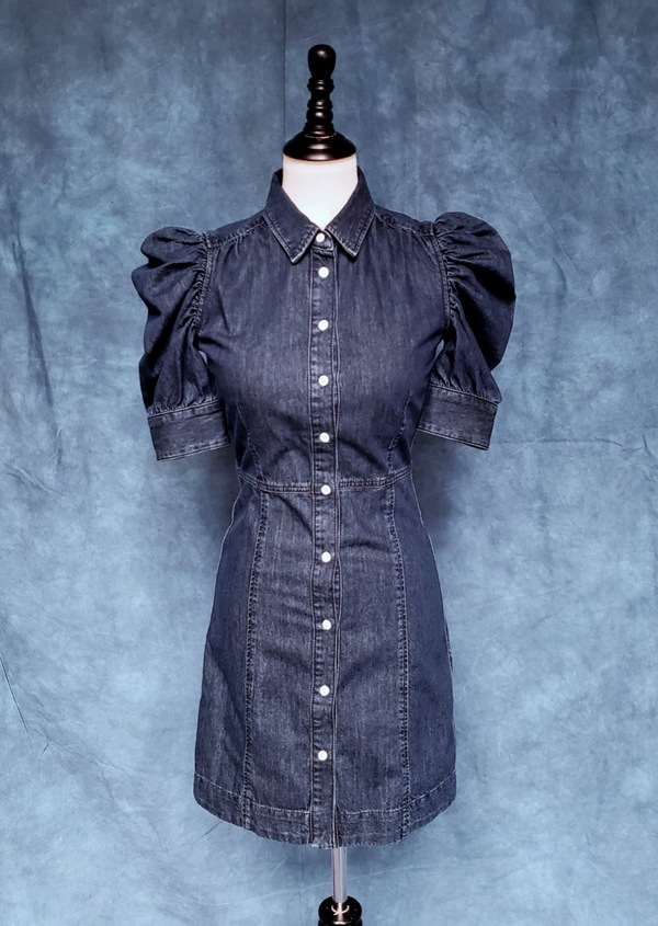 RoséMuse denim puff sleeves dress denim puff sleeves dress – BUNNY APARTMENT
