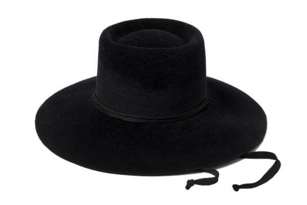 Clyde Wide Brim Gaucho Hat with drawstring in Black Angora  display picture 3