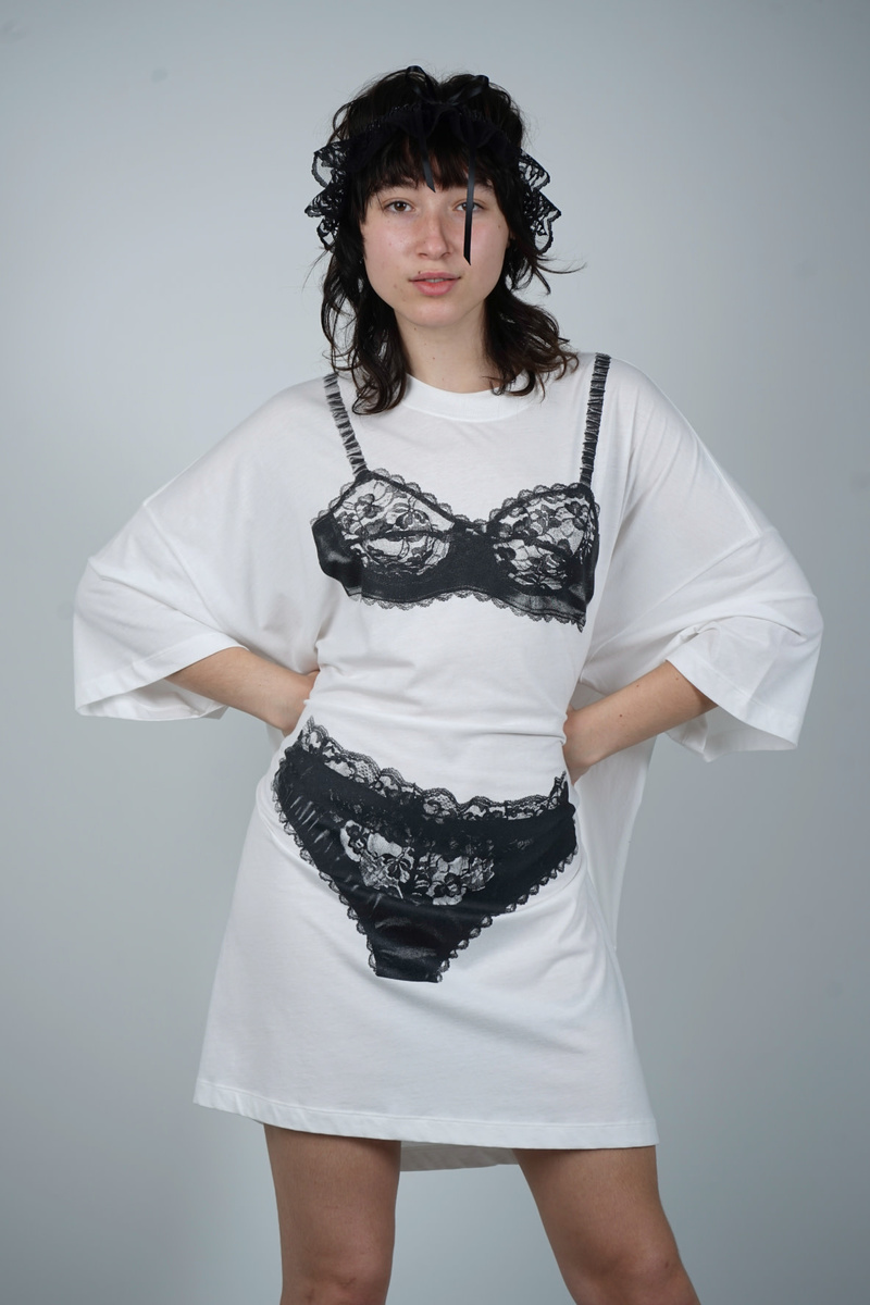 トップス Vaquera Women's Gray T-shirt Bra Print vaquera-white-Bra-Printed-T-