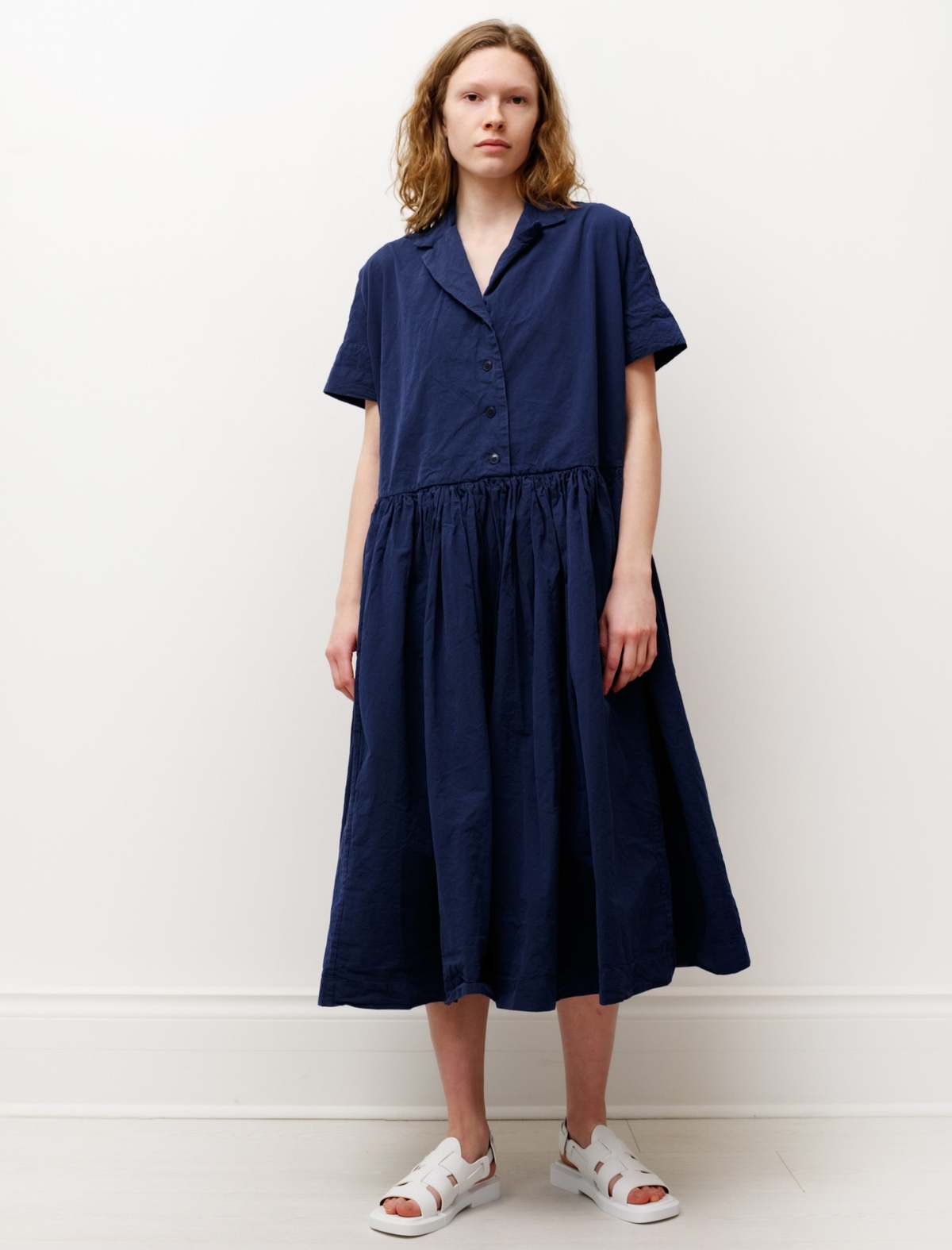 Casey Casey Womens T Rouche Dress Tough Cotton - Indigo | Garmentory