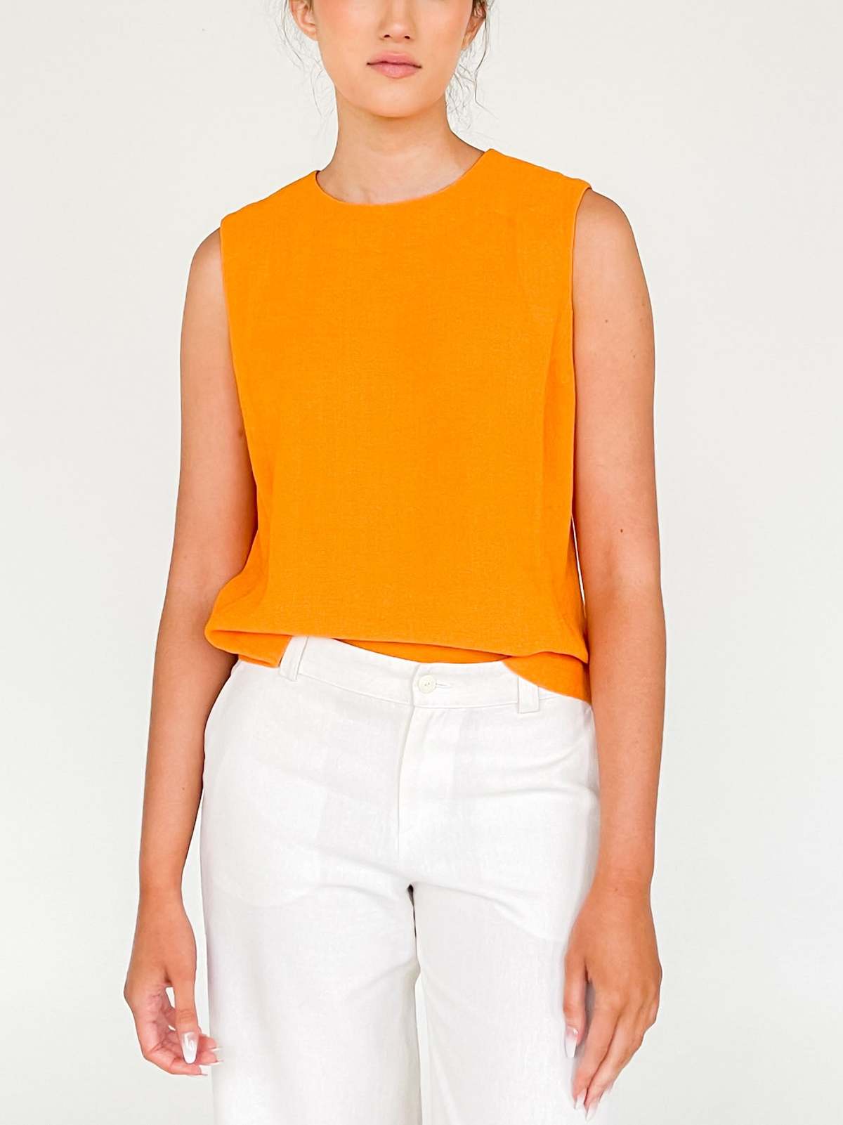 Tangerine Linen Shirt