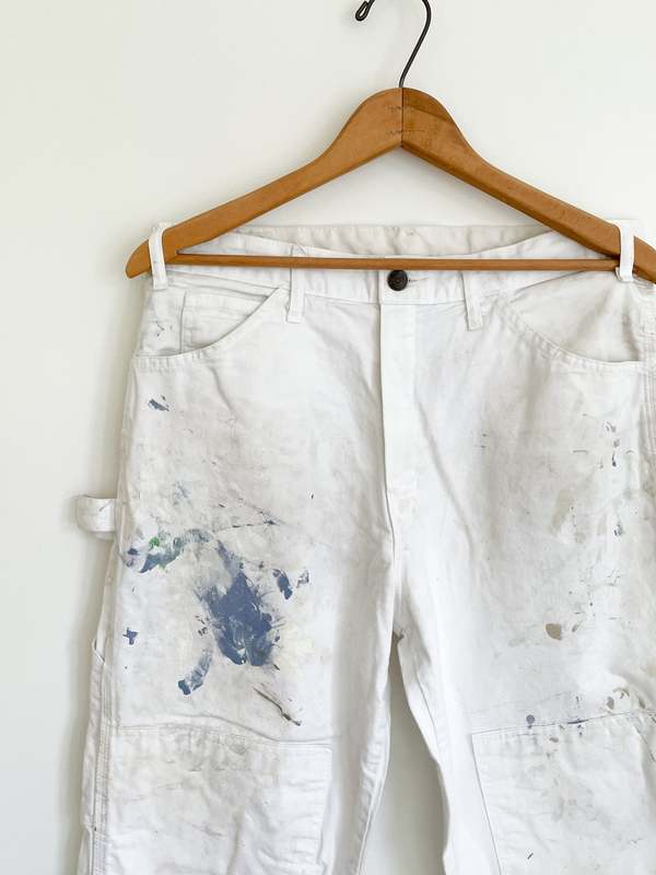 パンツ 70s Sears Painter Pants \"Paint Splatter\" Vintage Dickies Paint Splatter Carpenter Pants Tan Mens