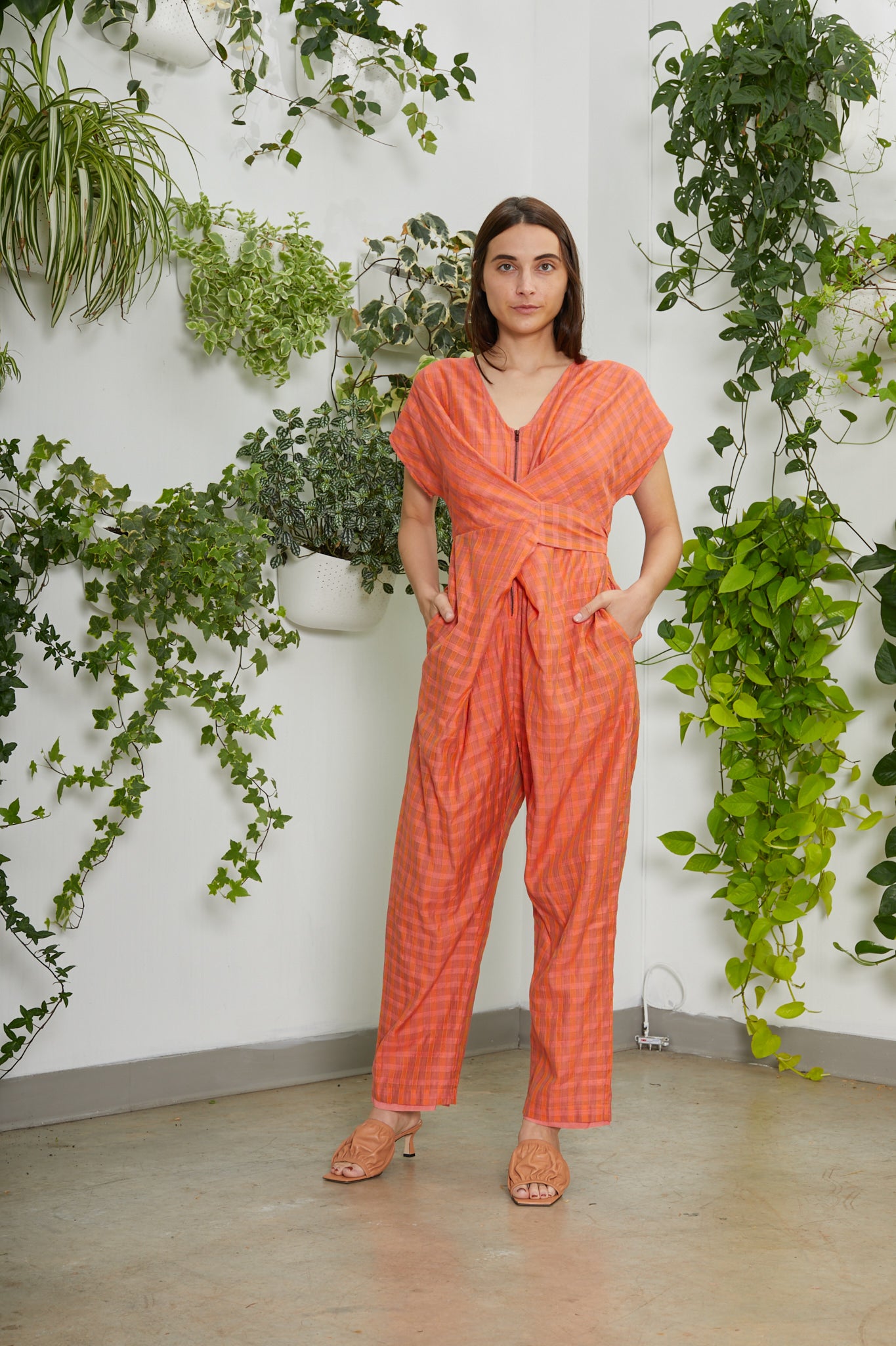 RUJUTA SHETH Venus Wrap Jumper - Sunrise Chex | Garmentory