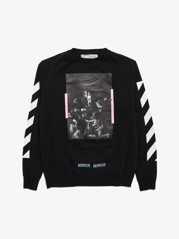 Off-White M Mirror Printed Back Logo Cotton Sweatshirt - Black