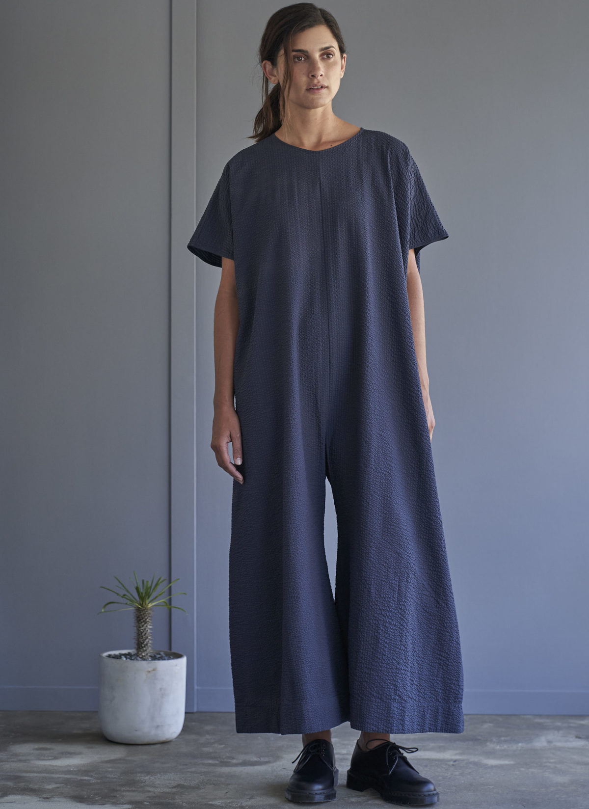 Grei. Box Jumpsuit Midnight Blue Seersucker Garmentory