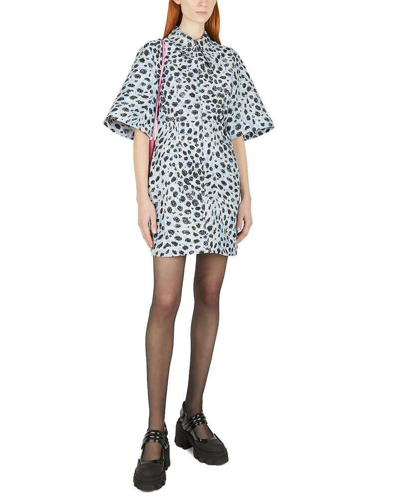 未着用 GANNI Jacquard OPEN BACK MINI DRESS Ganni Jacquard Open Back Mini Dress - BLUE MULTI | Garmentory