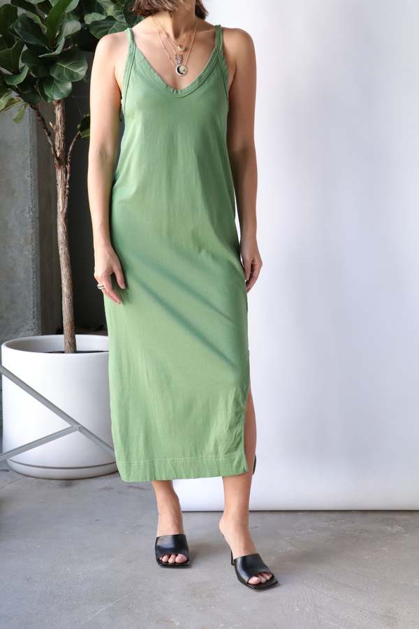 Bassike V Neck Jersey Slip Dress - Clover Green | Garmentory