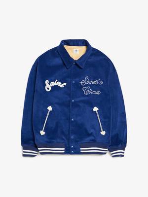 Saint Michael M Blue Corduroy Front Logo Back Clown Printed Jacket