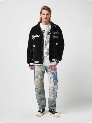 Pre-Loved] Saint Michael M Corduroy Front Logo Back Clown Printed