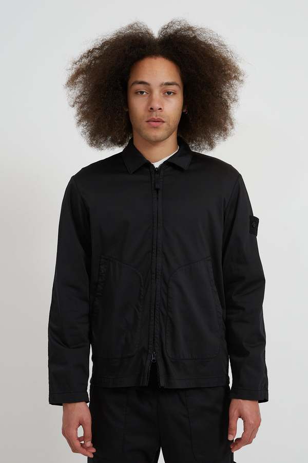 Stone Island GHOST PIECE Raso Cotone Lyocell Over Shirt - Black
