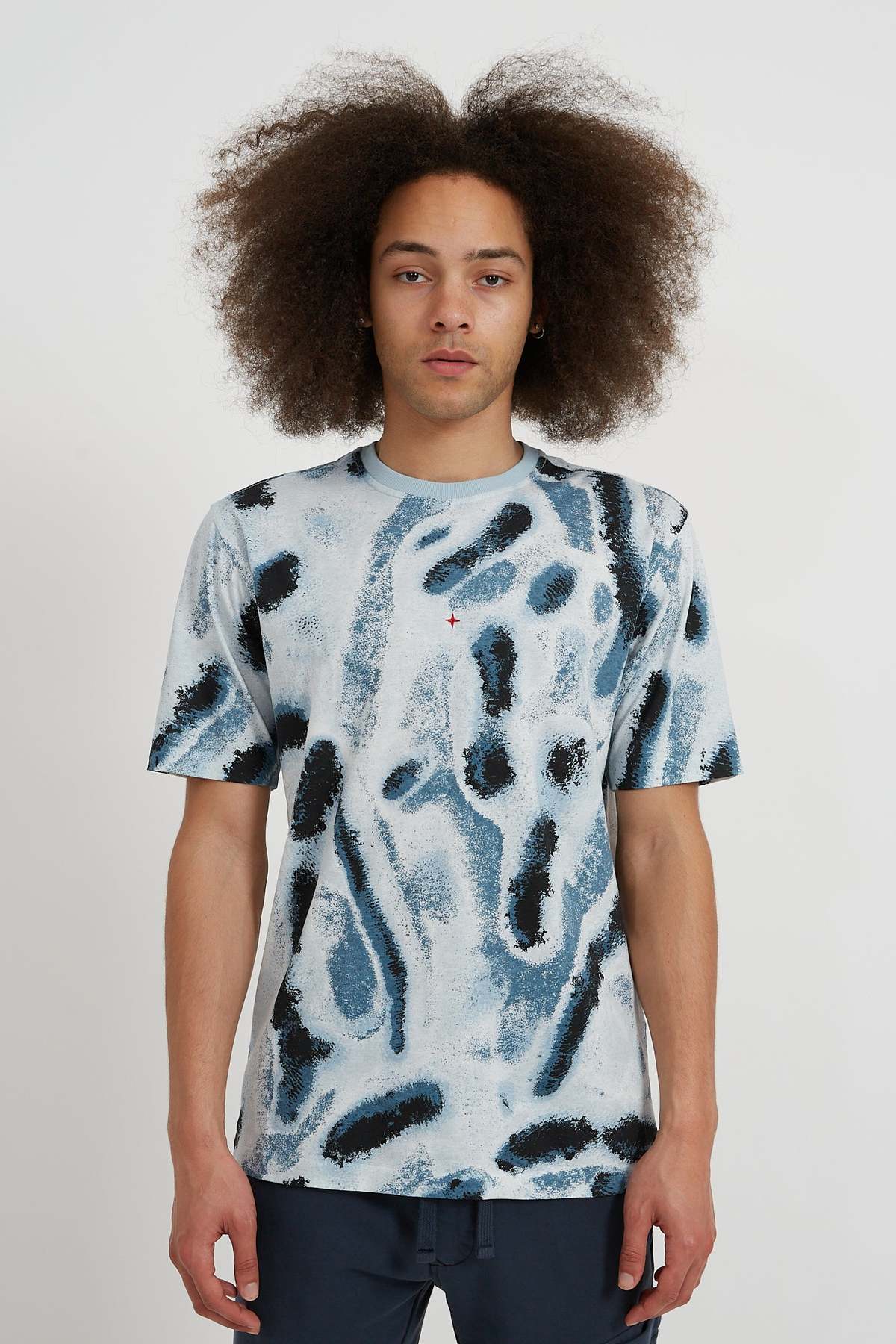 Stone Island MARINA Cotton Jersey Reef Camo Print T-Shirt - Aqua 