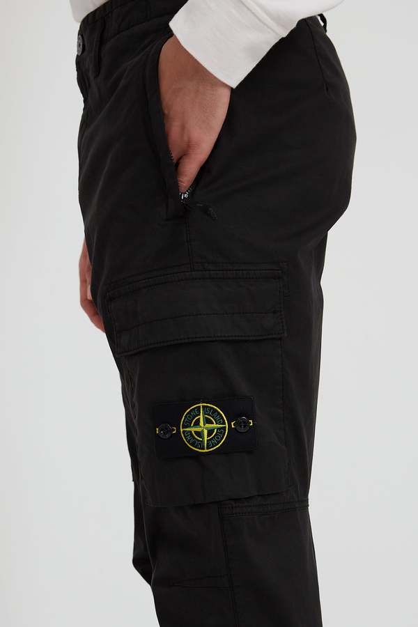 Stone Island Supima Cotton Twill Stretch-TC Cargo Pants Black