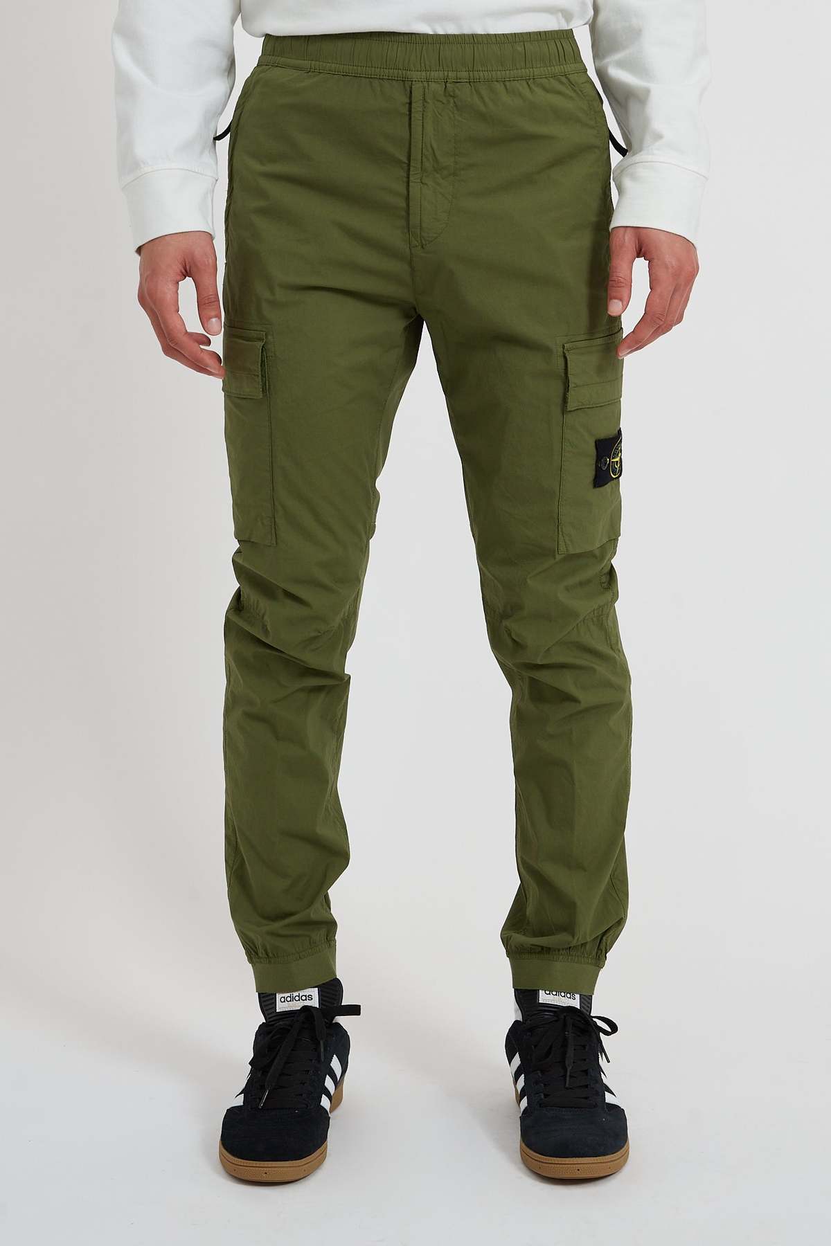 Stone Island Stretch Cotton Tela Paracadute Cargo Pants - Olive