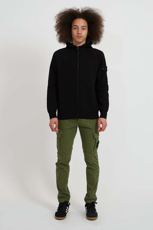 STONE  コットン ナイロン Hooded Cardigan Stone Island - Logo-Appliquéd Reversible Shell and Cotton-Chenille