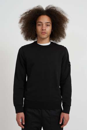 Stone Island Cotton Fleece Garment Dyed Crewneck Sweatshirt - Black