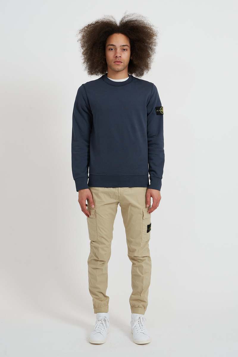 Stone Island Cotton Fleece Garment Dyed Crewneck Sweatshirt
