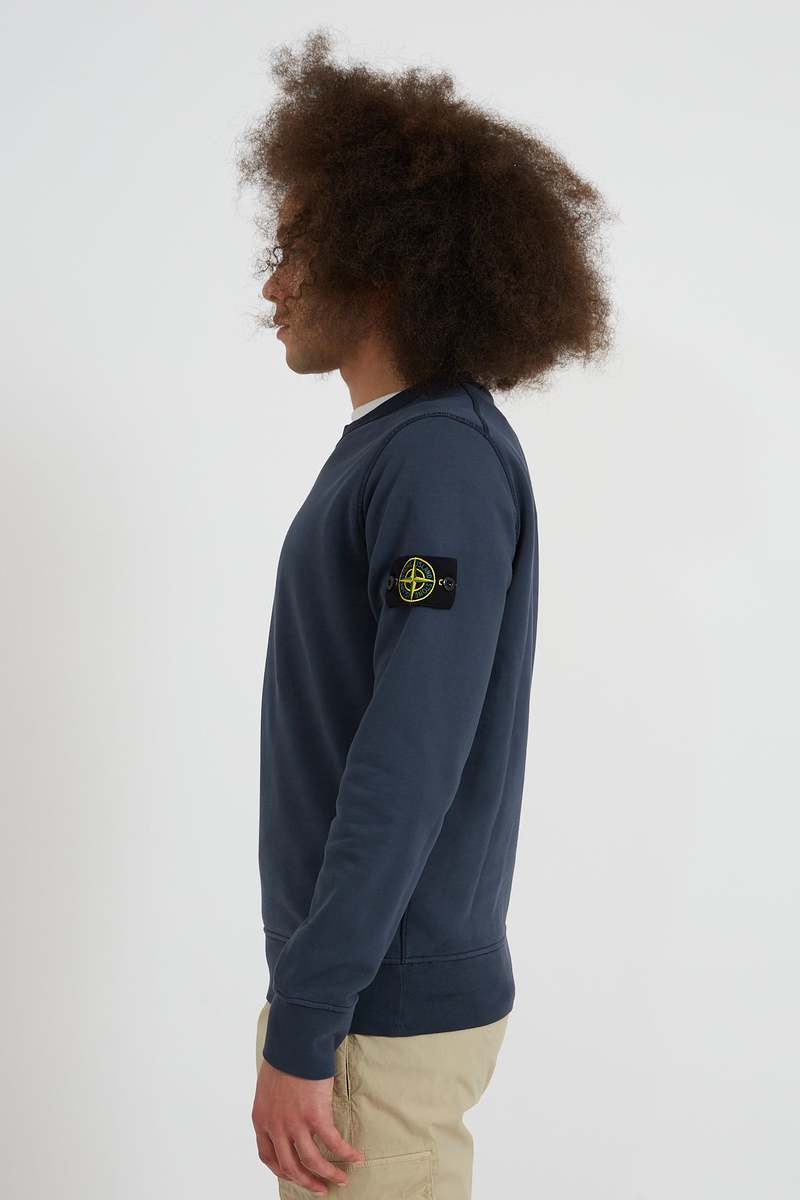 【Stone 】Cotton Fleece Crewneck Sweatshirt 63051 STONE ISLAND MENS 63051 COTTON FLEECE SWEATSHIRT DUST