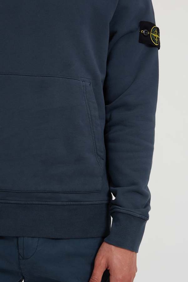 Stone Island Cotton Fleece Garment Dyed Hooded Sweatshirt