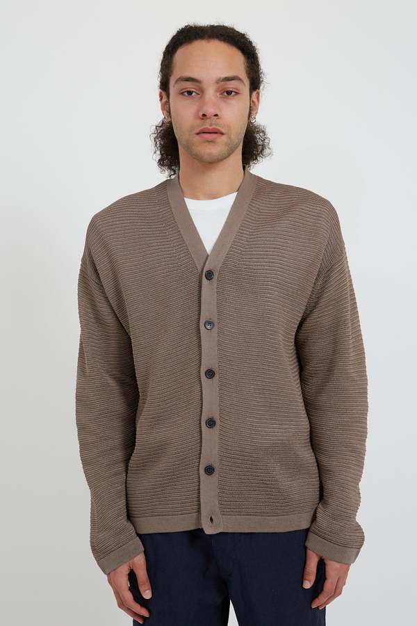 【BATONER】SUMMER KNIT VNECK CARDIGAN 3 Batoner Summer Cotton Knit Cardigan - Brown | Garmentory