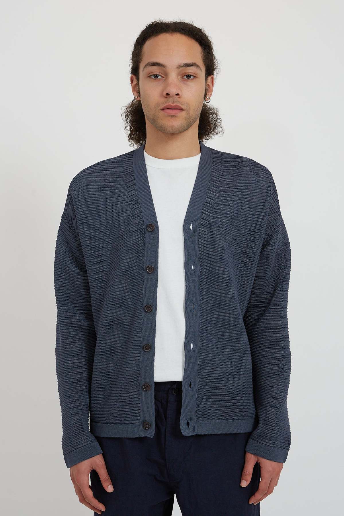Batoner Summer Cotton Knit Cardigan - Light Navy | Garmentory