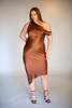 KES Full Length Asymmetric Drop Shoulder Dress - Almond - Thumbnail 3