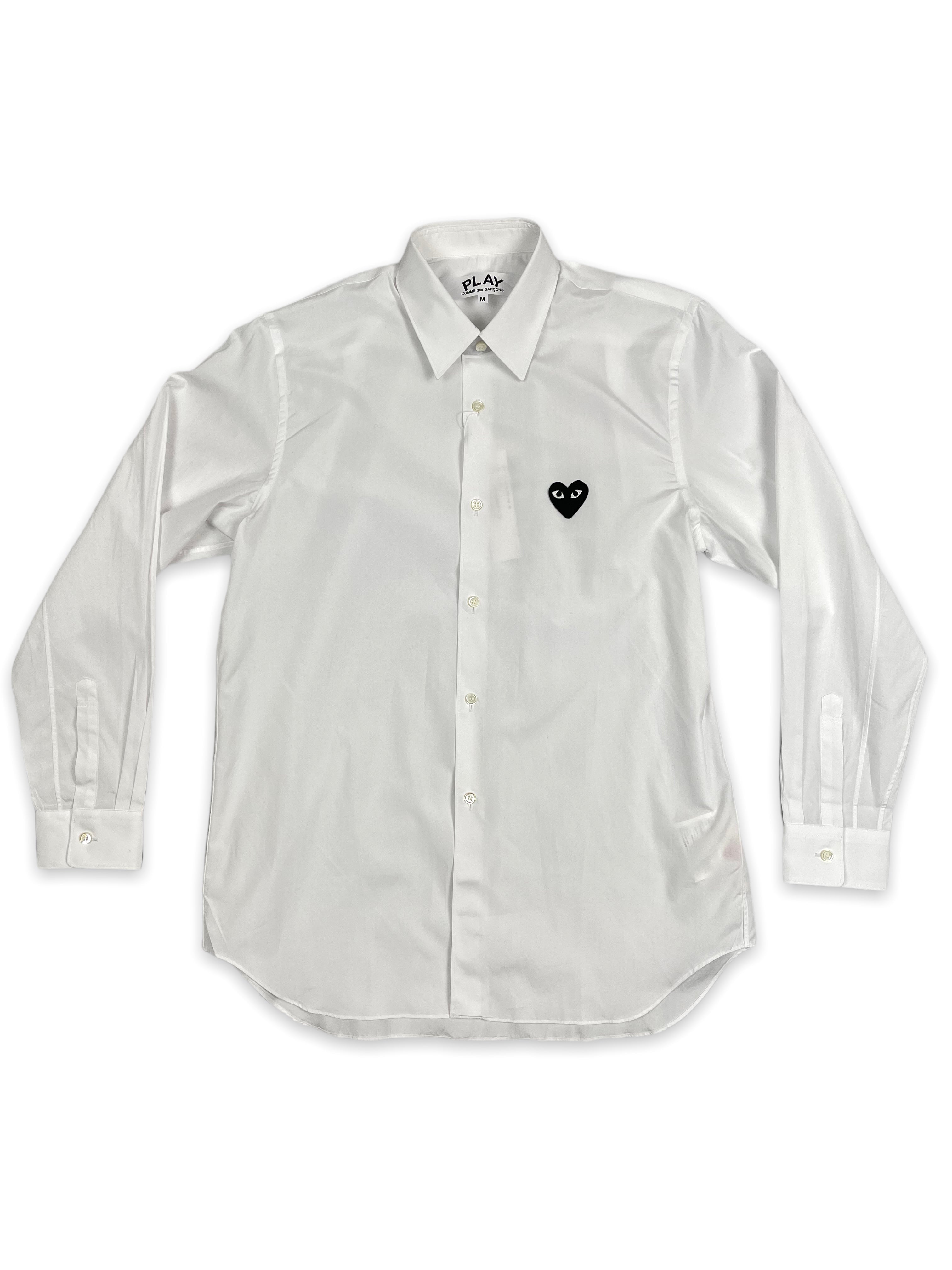 Comme Des Garçons Play Black Heart Button Up White Garmentory
