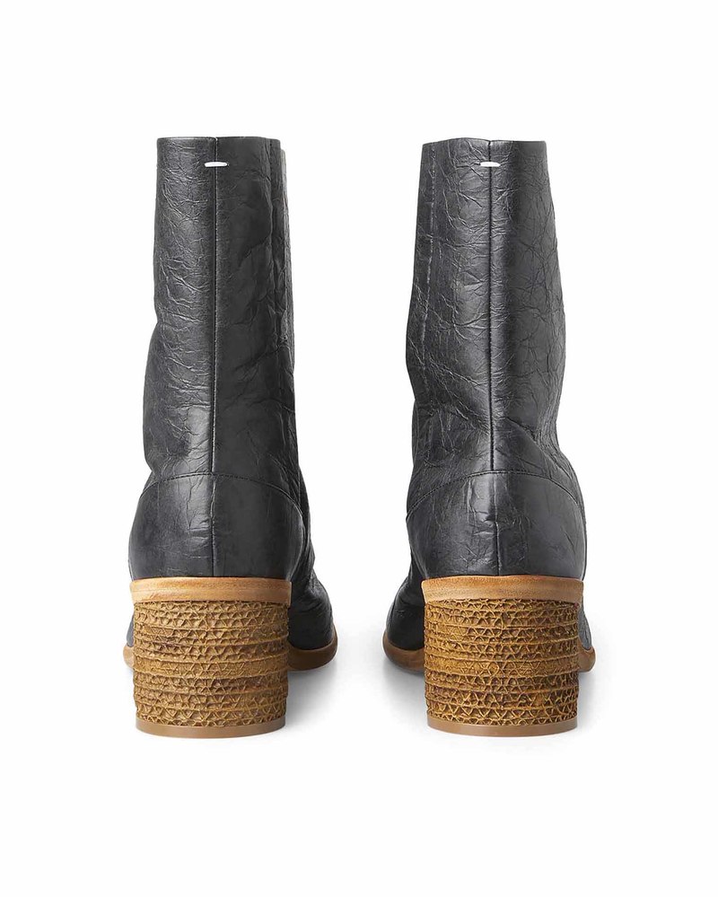 Maison Margiela Paper Effect Tabi Boots - Black | Garmentory